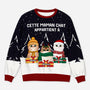 5716WFR1 pull moche de noel personnalise ce papa maman chat appartient a 5716w6lcd