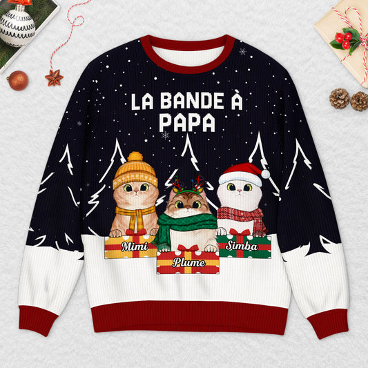 5716WFR2 pull moche de noel personnalise ce papa maman chat appartient a 5716w6lcd