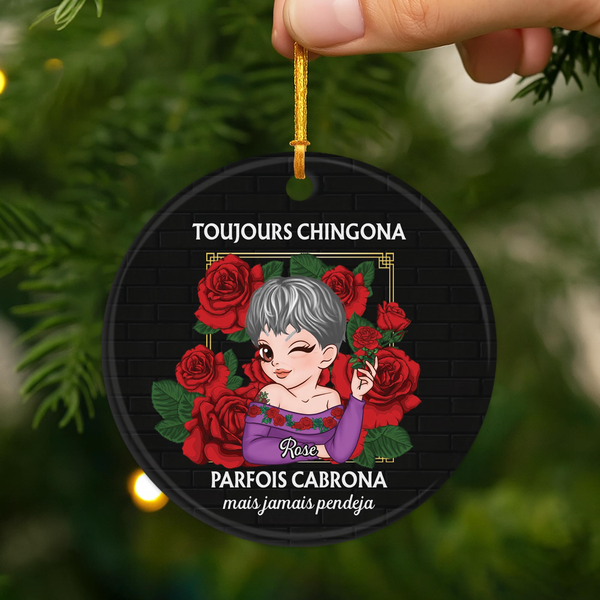 5725OFR2 ornement noel ceramique personnalise badass comme maman 5725o8zaa