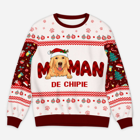 5727WFR1 pull moche de noel personnalise maman de chien 5727wttzc