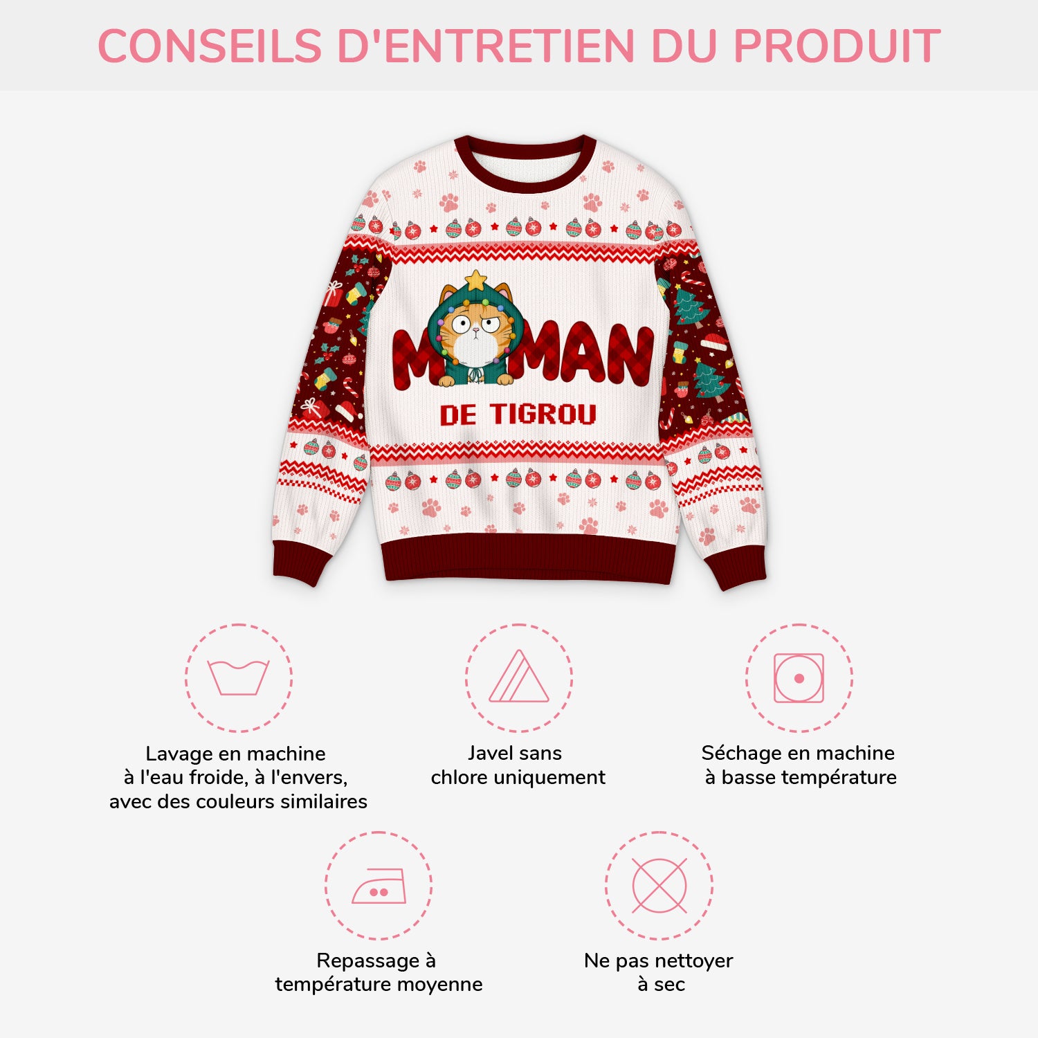 5727WFR4 pull moche de noel personnalise maman de chat 5727wttzd