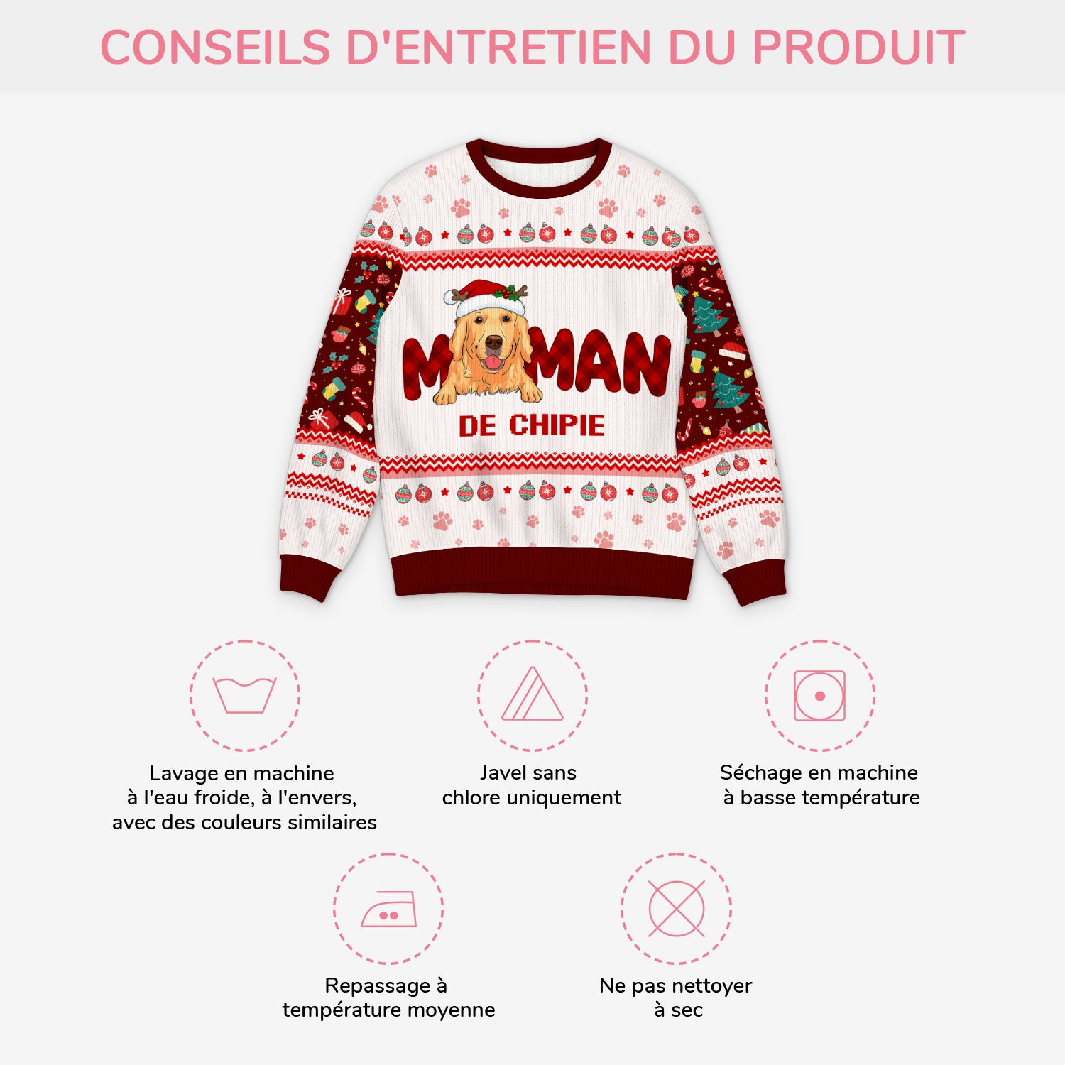 5727WFR4 pull moche de noel personnalise maman de chien 5727wttzc