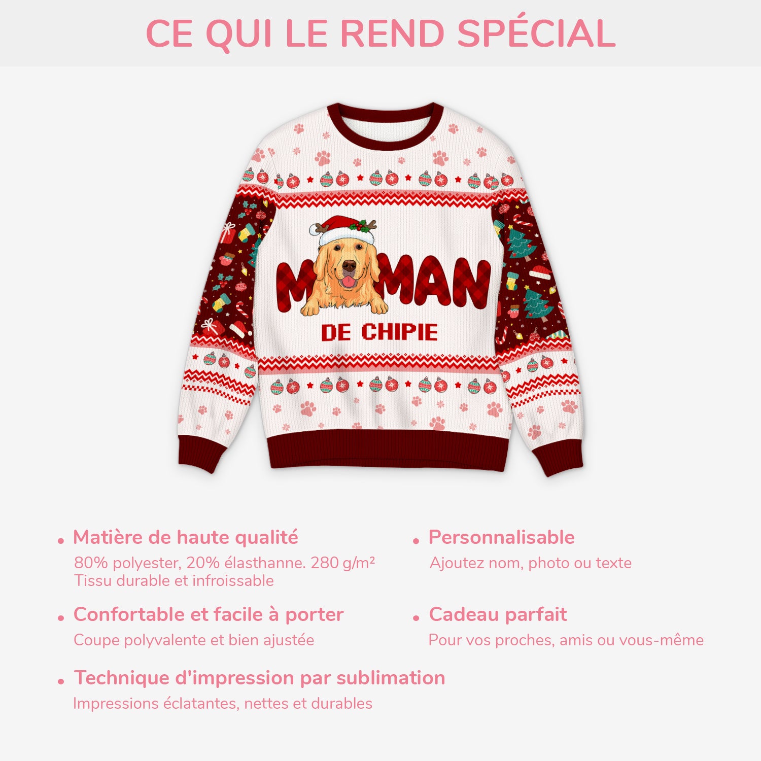 5727WFR5 pull moche de noel personnalise maman de chien 5727wttzc