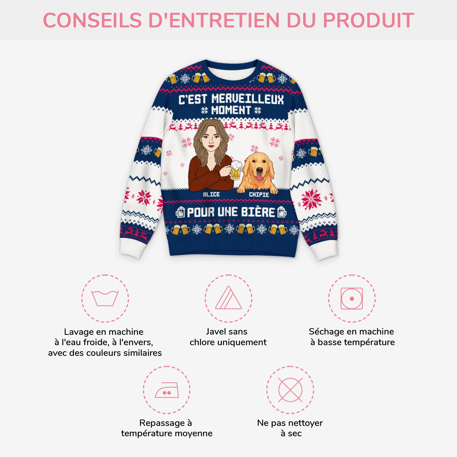 5735WFR4 pull de noel moche femme_ personnalise avoir une biere avec chien 5735w3izc