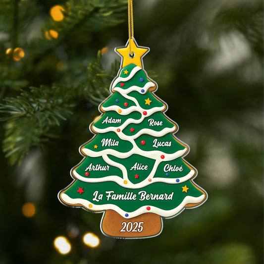 5741OFR1 ornement de noel acrylique personnalise sapin avec prenoms de famille 5741ottmi