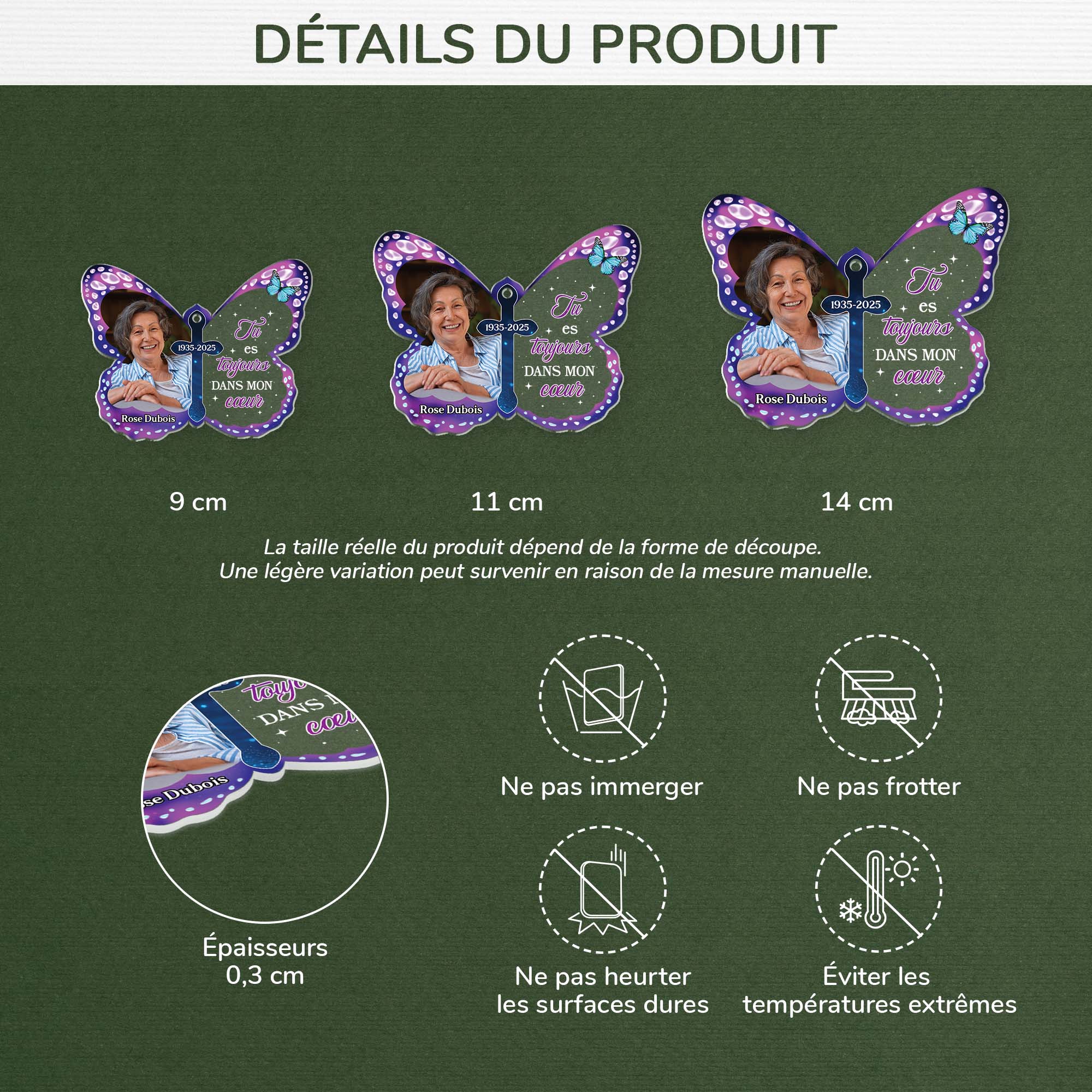 5760OFR3 ornement acrylique personnalise commemoratif avec photo mon coeur netait pas prete 5760o3lta