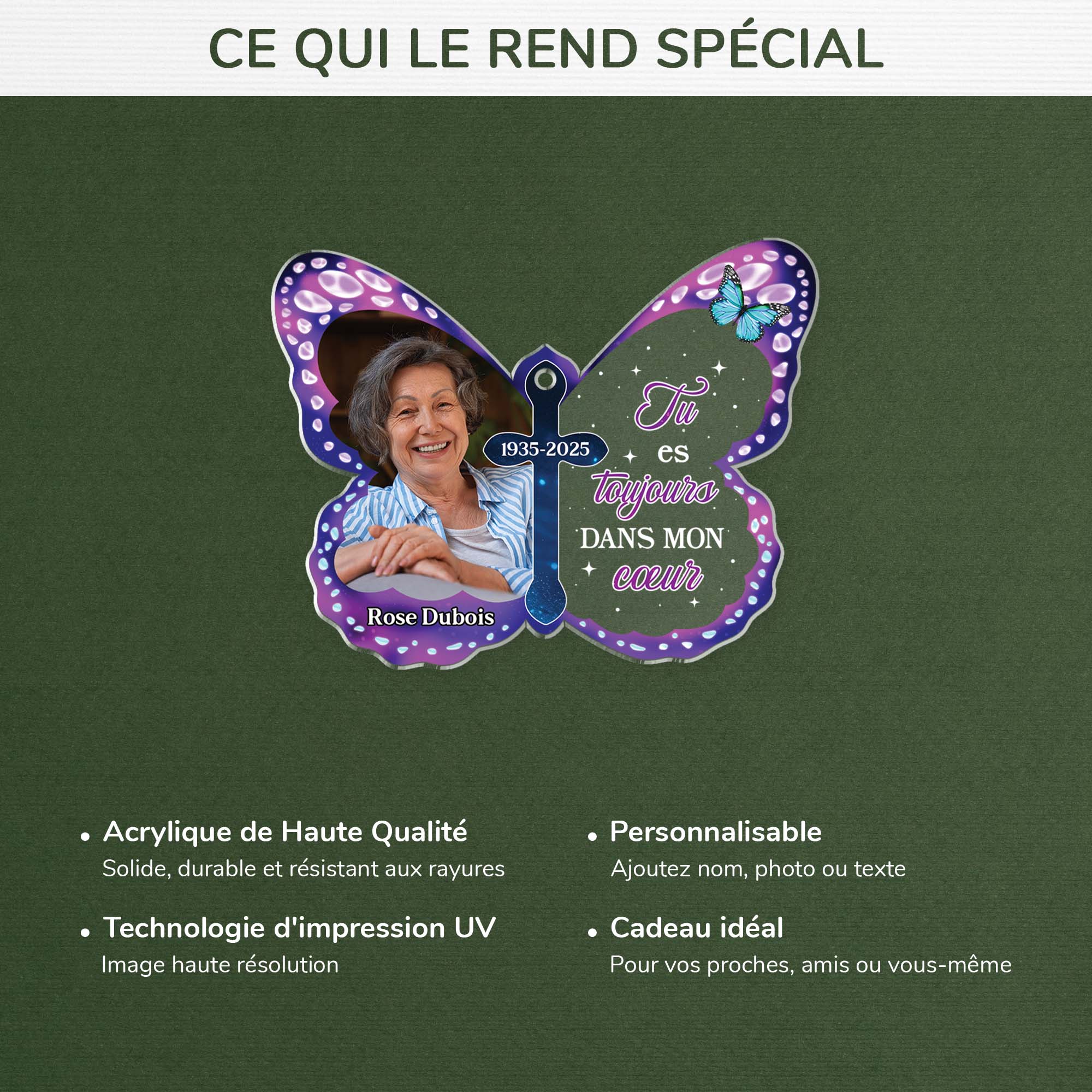 5760OFR4 ornement acrylique personnalise commemoratif avec photo mon coeur netait pas prete 5760o3lta