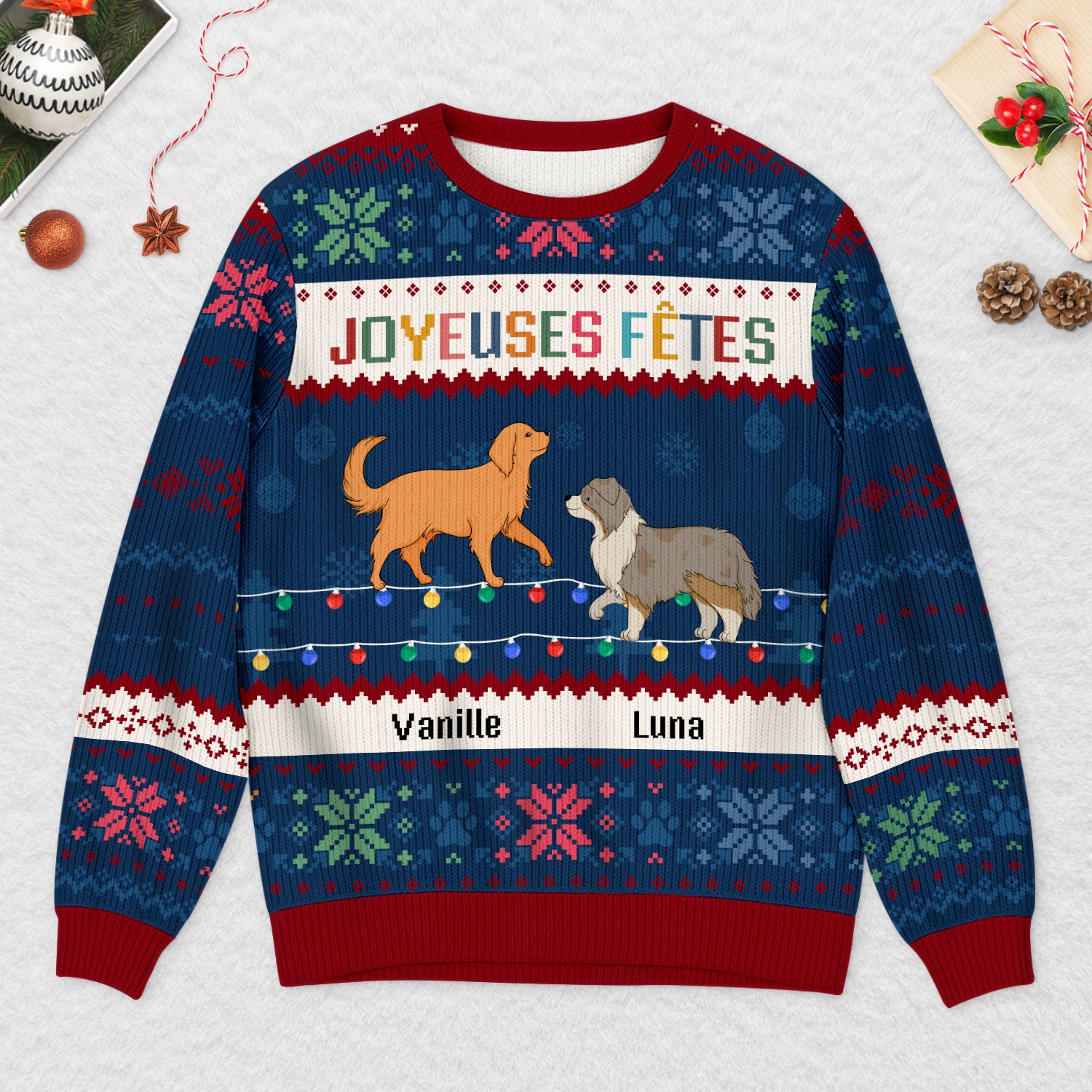 5774WFR2 pull moche de noel personnalise joyeux noel avec mes chiens 5774w8qnc