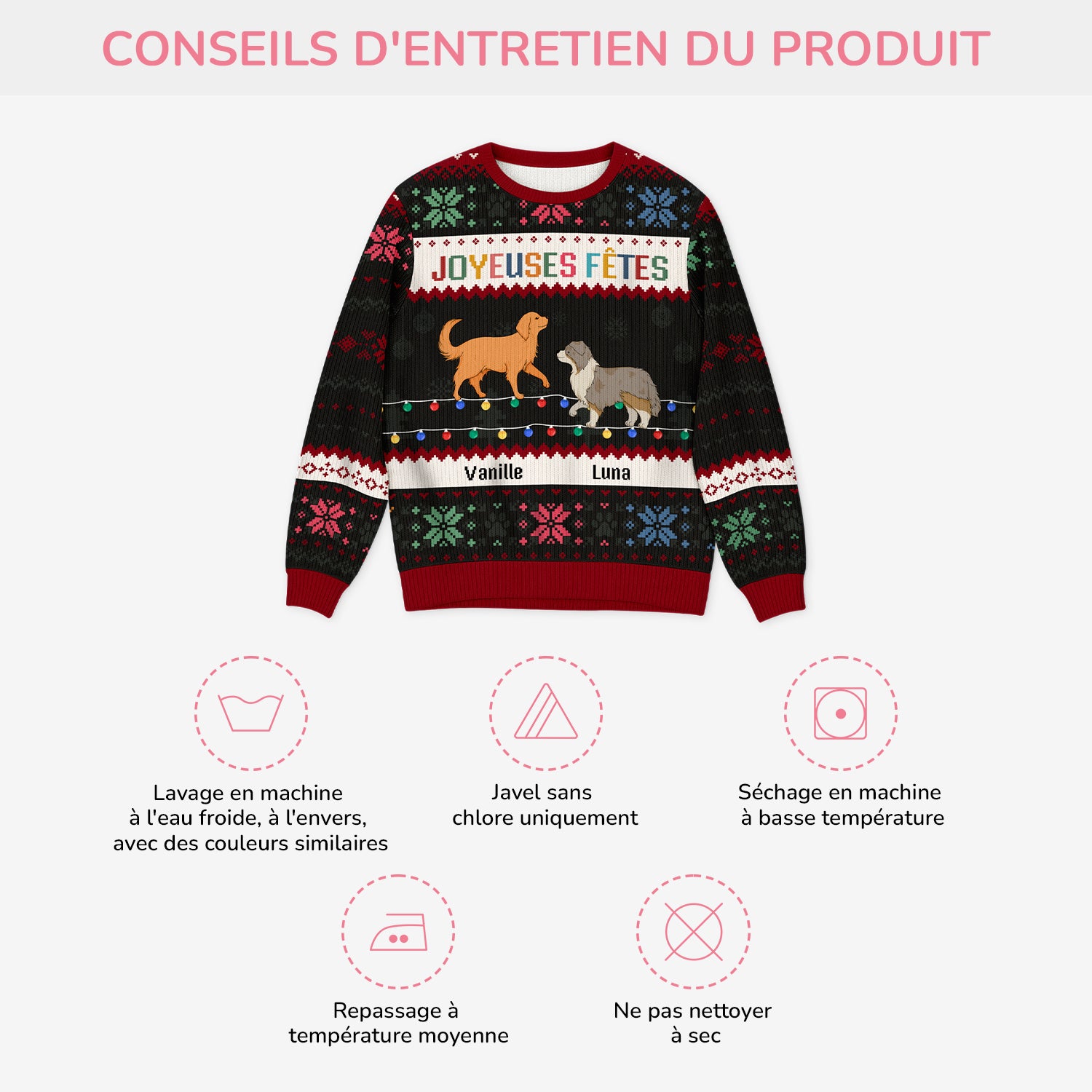 5774WFR4 pull moche de noel personnalise joyeux noel avec mes chiens 5774w8qnc