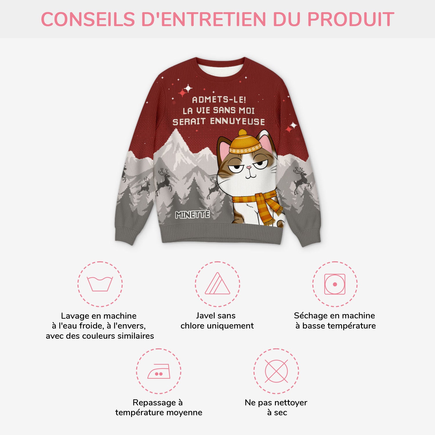 5784WFR4 pull moche de noel personnalise la vie serait ennuyeuse sans mon chat 5784wtlqd