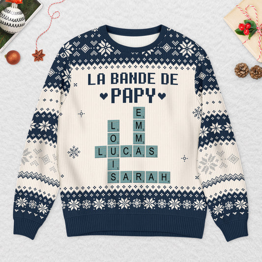 5794WFR2 pull moche de noel personnalise la bande a mamie avec mots croises 5794w