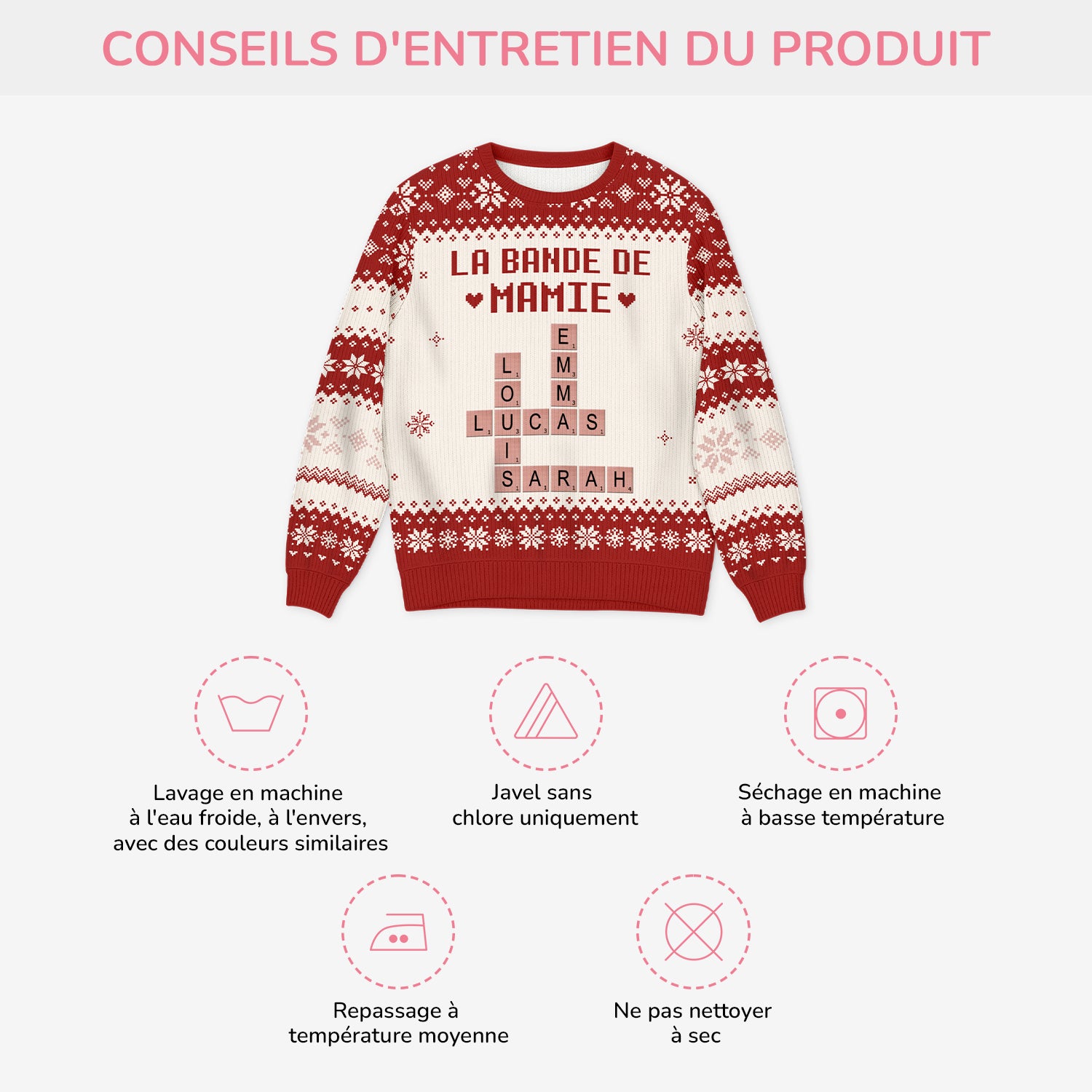 5794WFR4 pull moche de noel personnalise la bande a mamie avec mots croises 5794w
