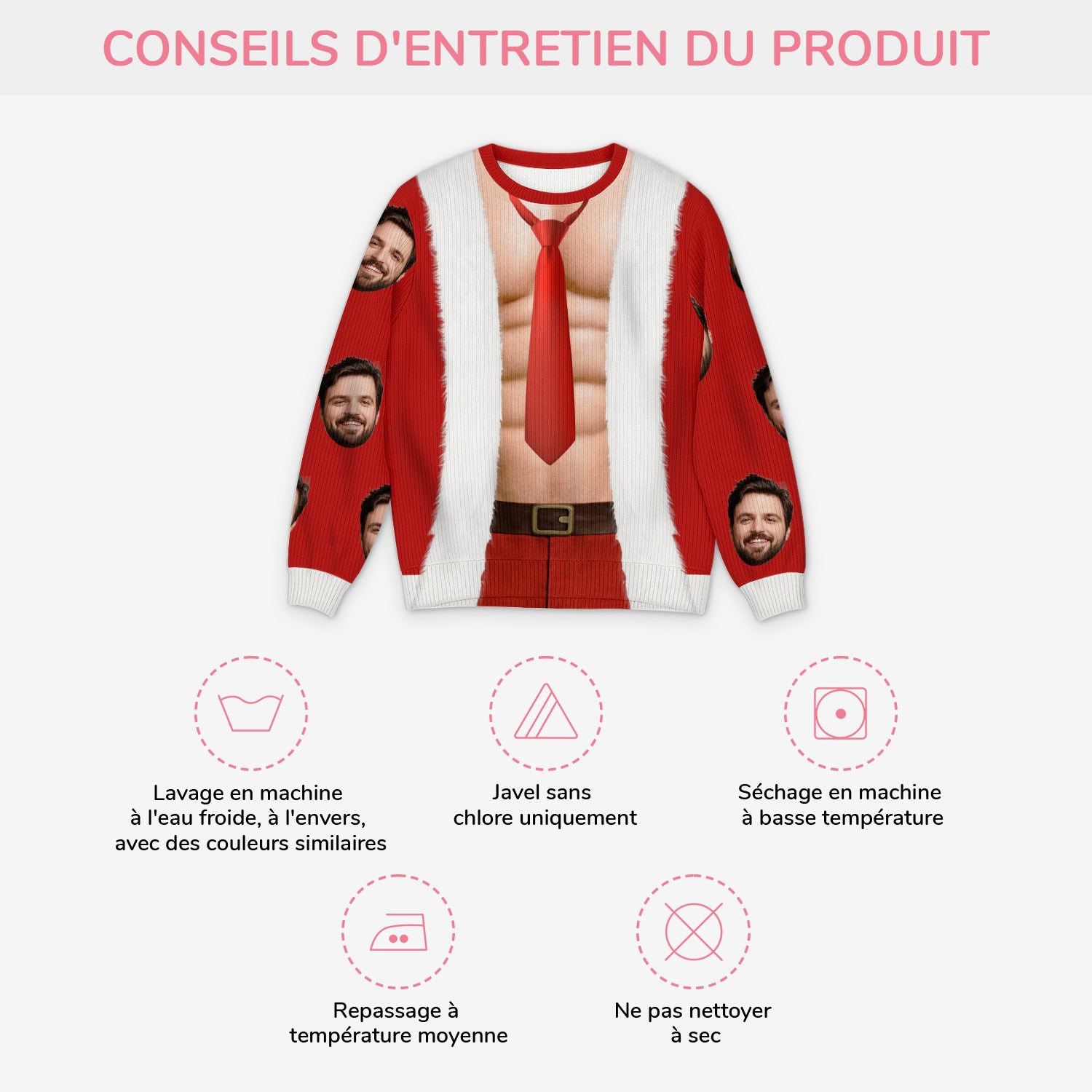 5802WFR4 pull moche de noel personnalise drole avec photo ses abdos 5802wtqzb