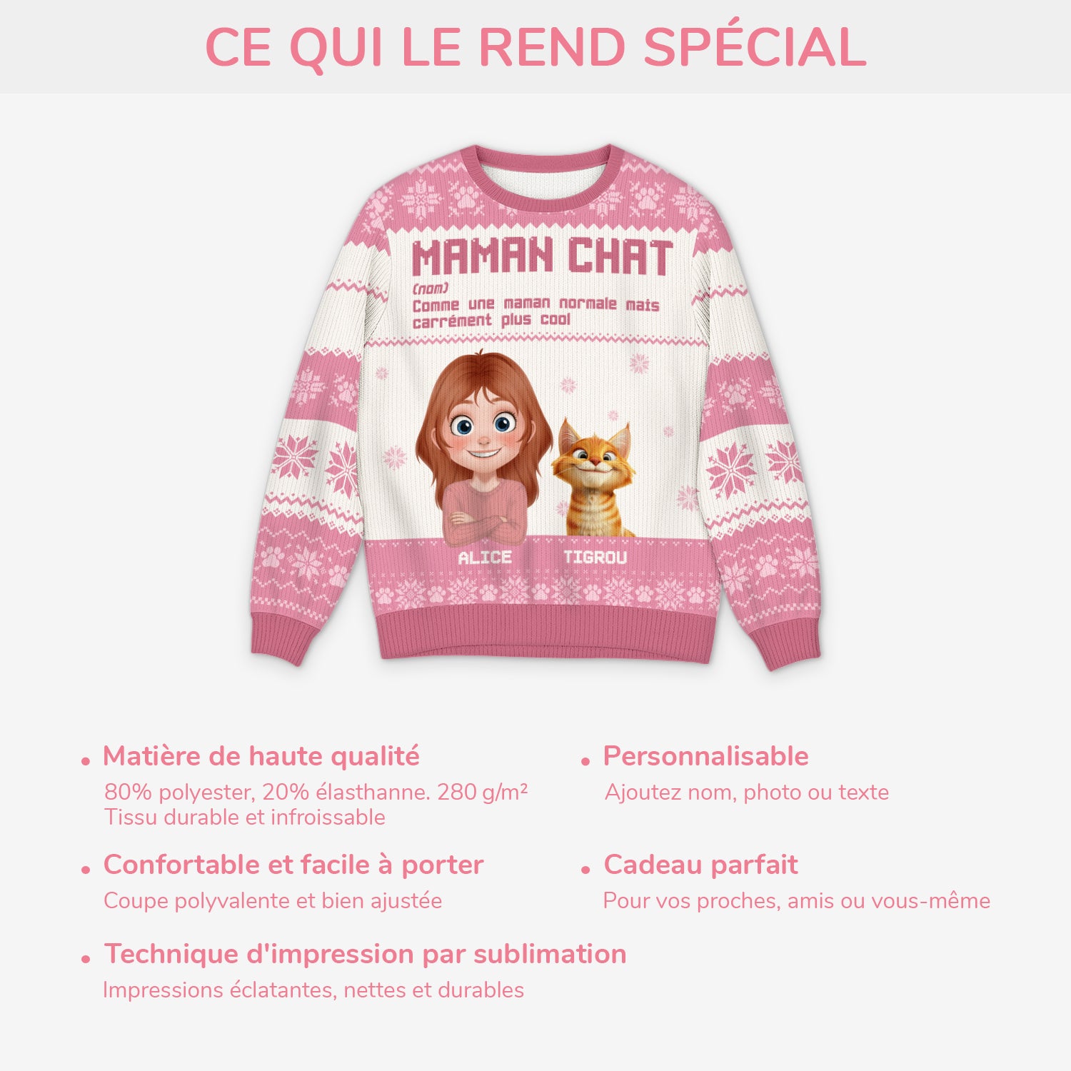 5803WFR4 pull moche de noel personnalise definition de maman chat 5803w3hzd