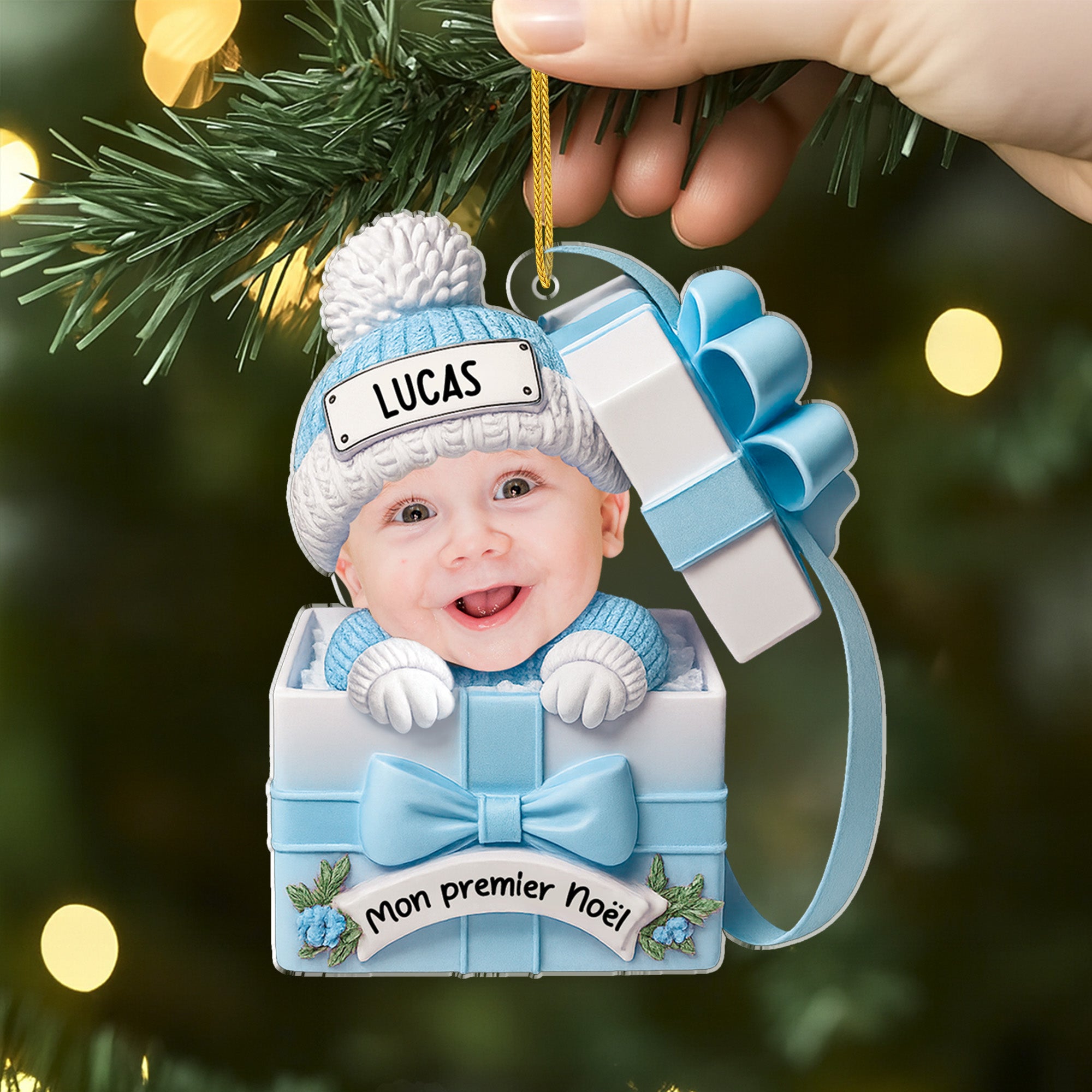 5807OFR2 effet dimpression 3d ornement noel acrylique personnalise cadeau premier noel bebe 5807o8lmk