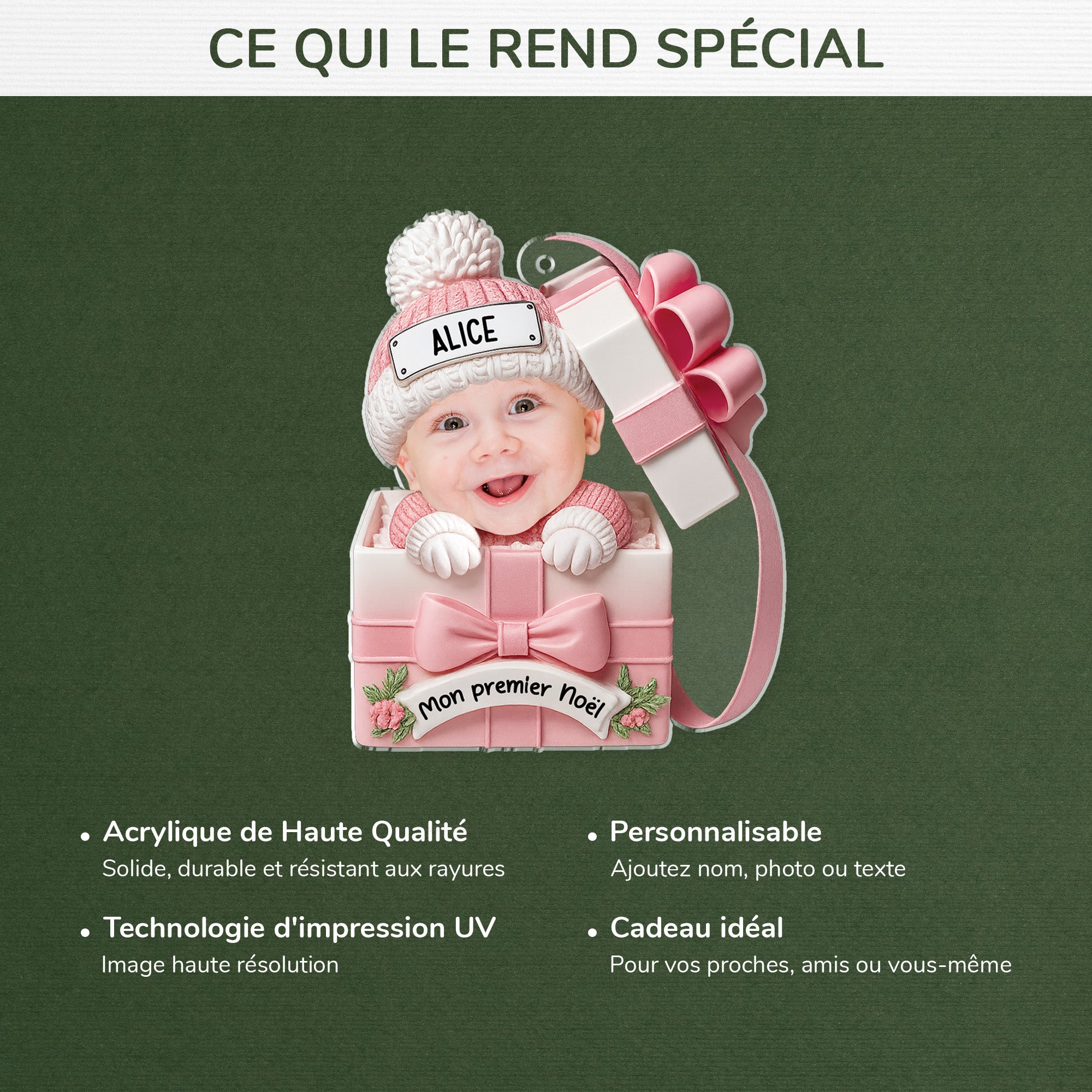 5807OFR4 effet dimpression 3d ornement noel acrylique personnalise cadeau premier noel bebe 5807o8lmk