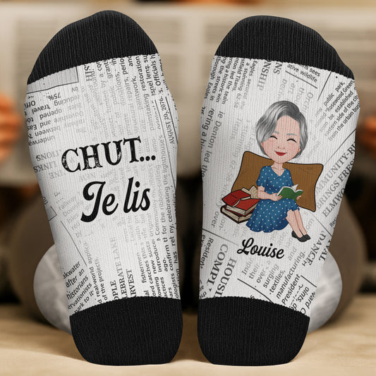5809JFR2 chaussettes personnalisees pour les amoureux des livres encore un chapitre 5809jklma
