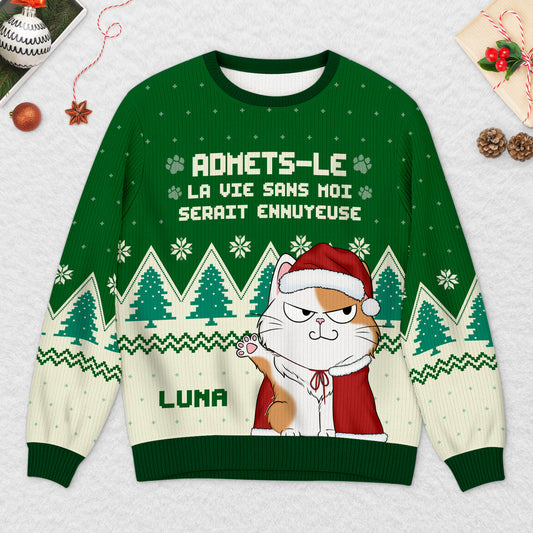 5818WFR2 pull de noel moche personnalise la vie sans chats 5818w6ltd_c46d9582 e295 4af3 a9e6 229daba8ba5b