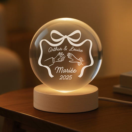 5820LFR2 veilleuse boule de cristal personnalisee couple nous sommes fiances 5820ltlzg