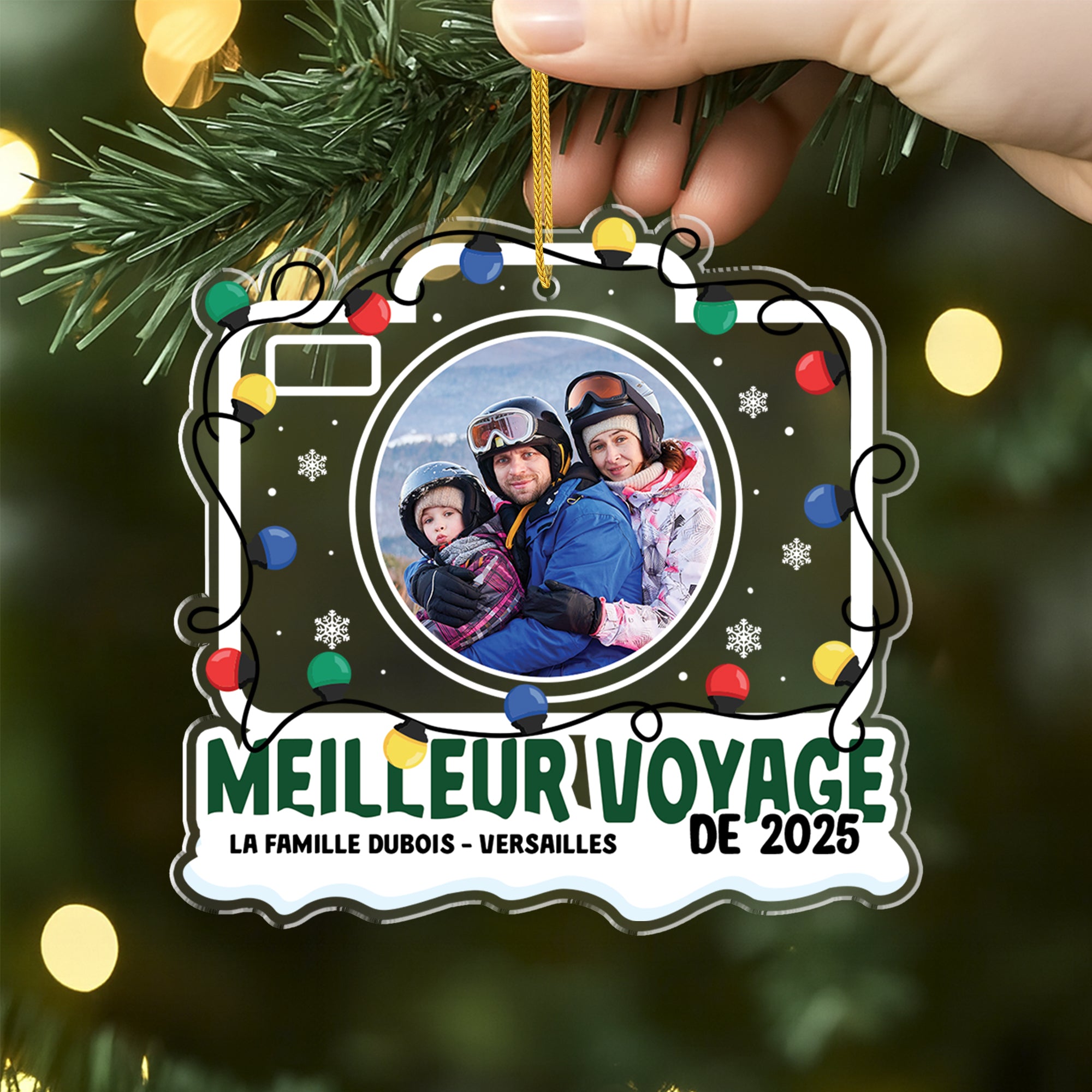 5821OFR2 ornement noel acrylique personnalise avec photo notre meilleur voyage de famille 5821otlni