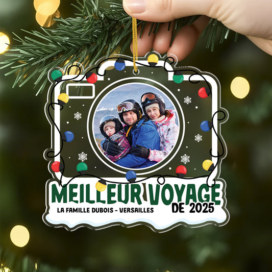 5821OFR2 ornement noel acrylique personnalise avec photo notre meilleur voyage de famille 5821otlni
