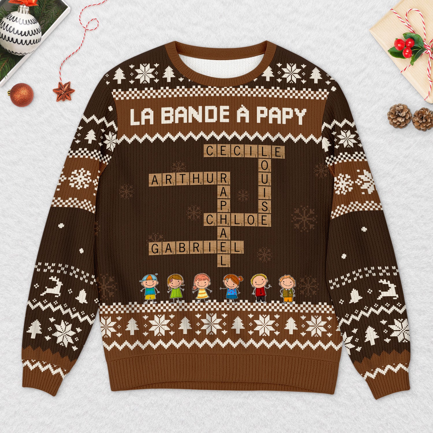 5823WFR1 pull moche de noel personnalise la petite bande a mamie avec mots croises 5823w3lqa_2