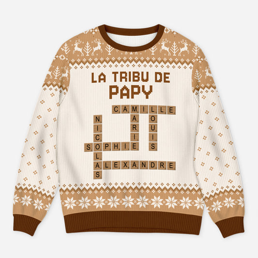 5827WFR1 pull de noel moche personnalise la bande a mamie papy avec mots croises 5827w6qna