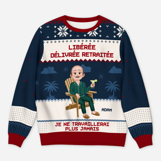 5829WFR1 pull moche de noel personnalise officiellement a la retraite 5829w6qca