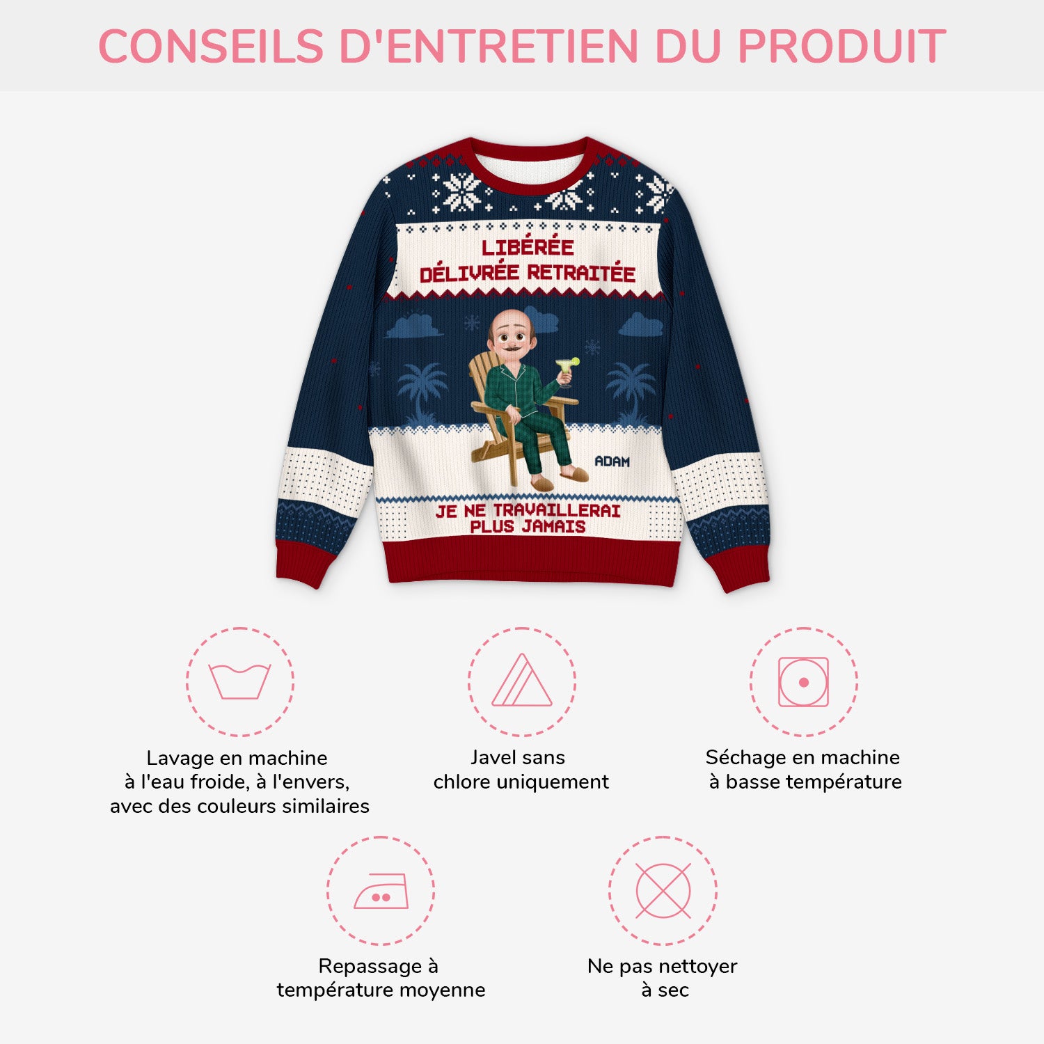 5829WFR4 pull moche de noel personnalise officiellement a la retraite 5829w6qca