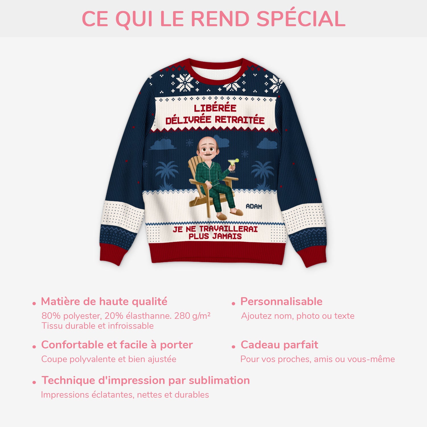 5829WFR5 pull moche de noel personnalise officiellement a la retraite 5829w6qca