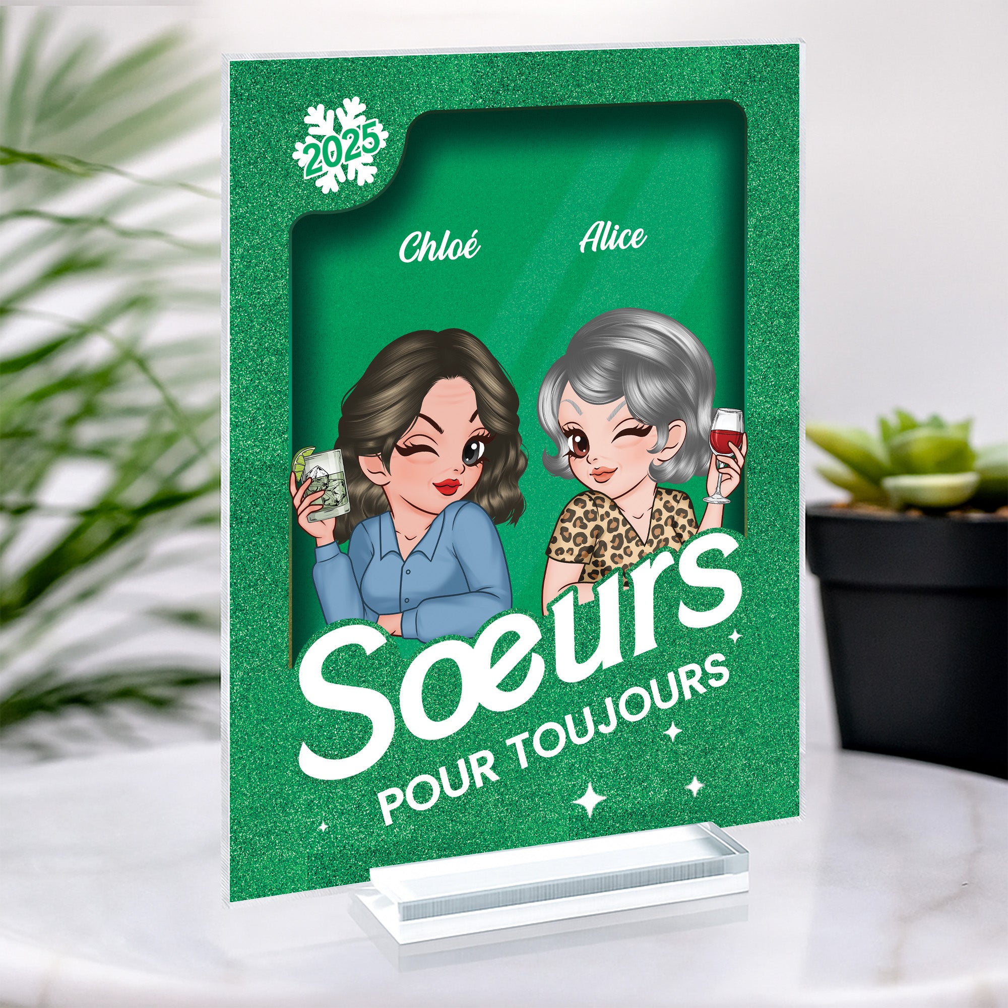 5832RFR2 plaque en acrylique personnalisee avec support poupee meilleure amie 5832r8maf