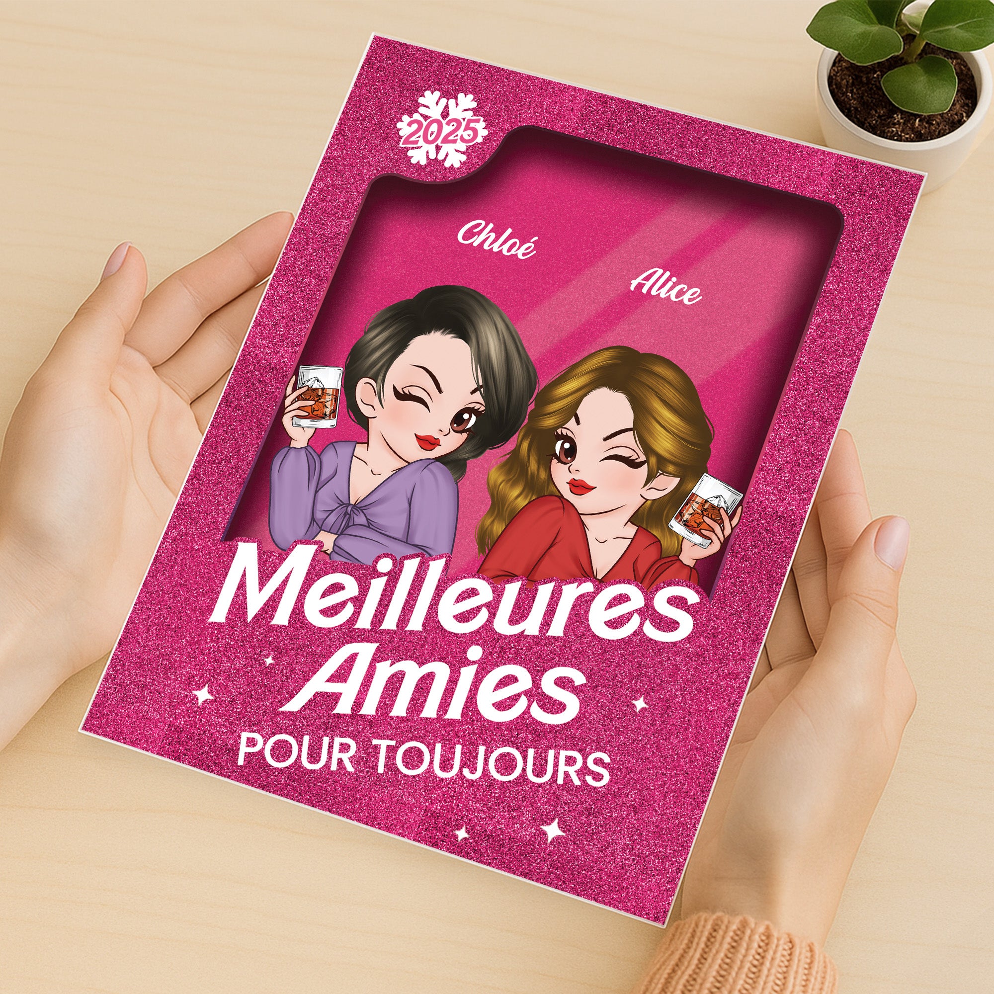 5832RFR3 plaque en acrylique personnalisee avec support poupee meilleure amie 5832r8maf