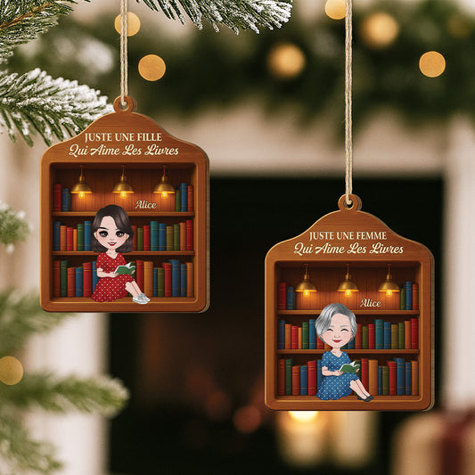 5839OFR2 effet dimpression 3d ornement en bois a 1 couche personnalise juste une fille qui aime les livres 5839oklma
