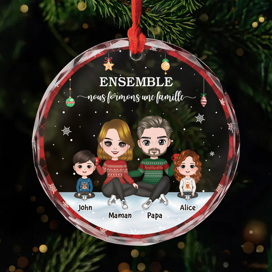 5842OFR1 ornement noel en verre personnalise ensemble nous formons une famille 5842okz8i