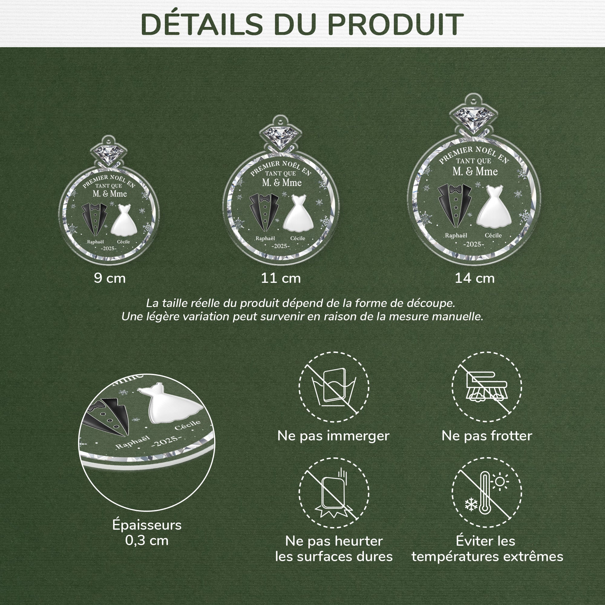 5845OFR3 ornement acrylique personnalise mariage une bague pour premier noel 5845o8qqg