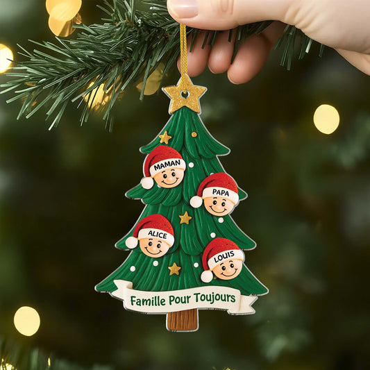 5848OFR2 effet dimpression 3d ornement acrylique personnalise famille notre sapin de noel avec prenom 5848okmti
