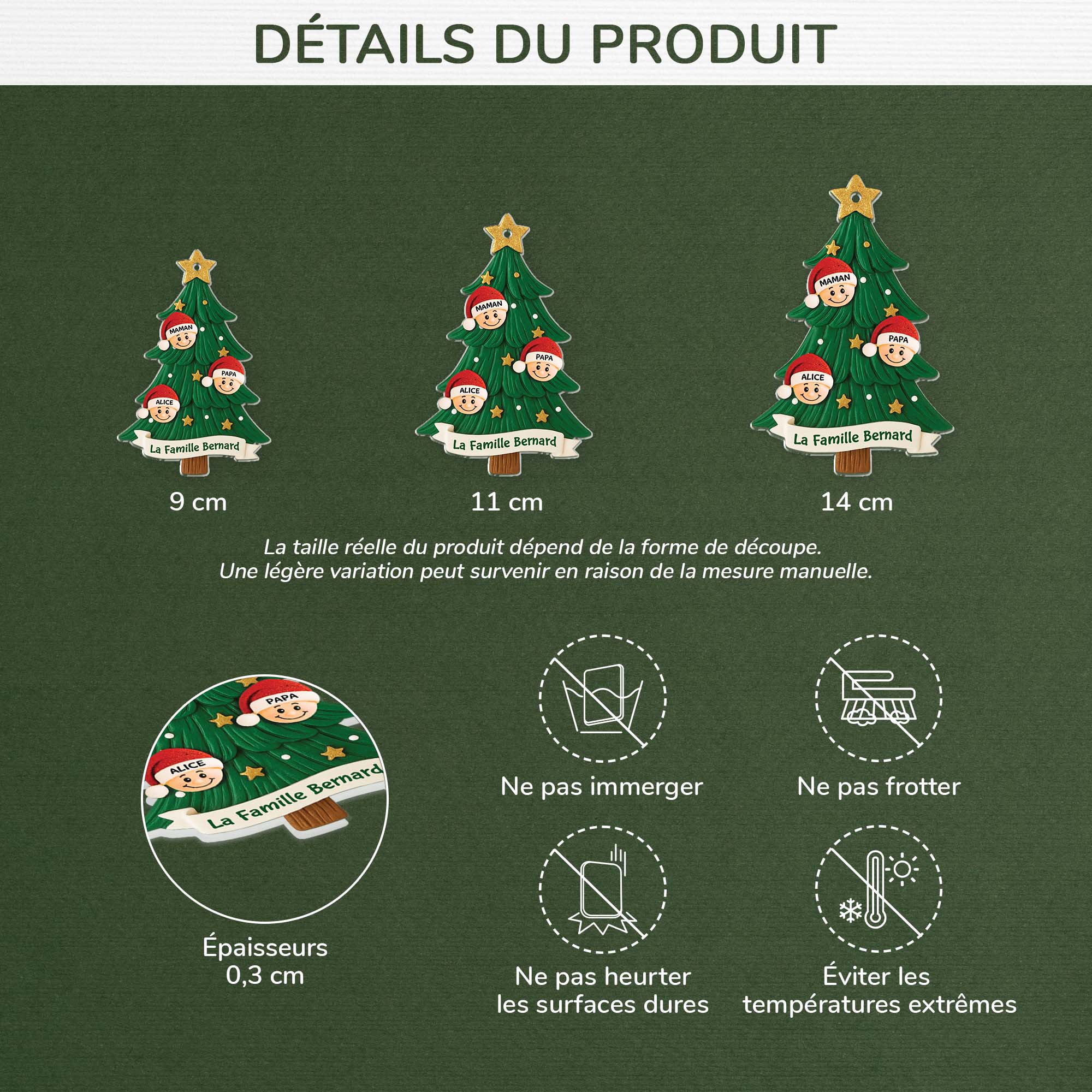 5848OFR3 effet dimpression 3d ornement acrylique personnalise famille notre sapin de noel avec prenom 5848okmti