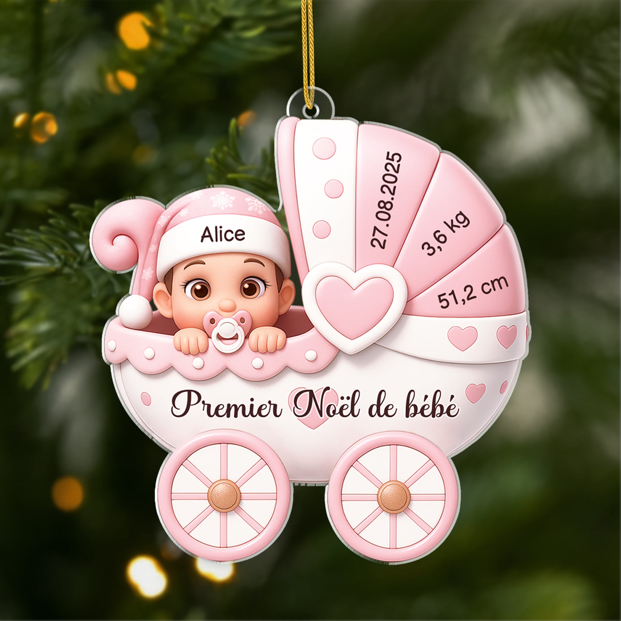 Boule De Noël Personnalisable Cerf - Décoration Familiale Avec Noms Gravés 2025, Pour 2 à 8 Personnes