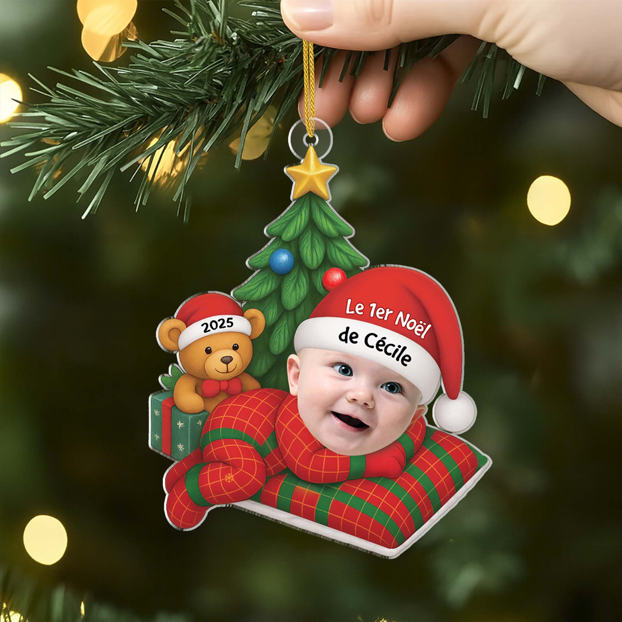 5853OFR2 effet dimpression 3d ornement noel acrylique personnalise avec photo mon premier noel 5853o8ltk