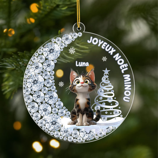 5867OFR1 effet dimpression 3d ornement acrylique personnalise chat joyeux noel minou 5867okqmd