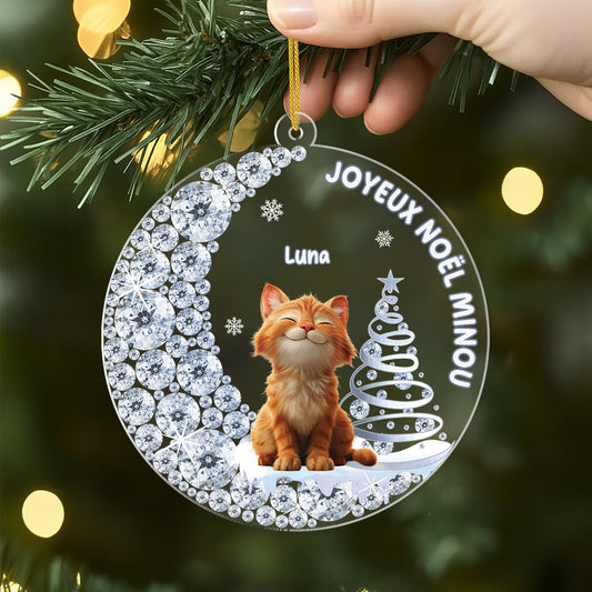 5867OFR2 effet dimpression 3d ornement acrylique personnalise chat joyeux noel minou 5867okqmd