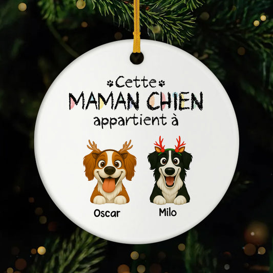 5882OFR1 ornement de noel ceramique personnalise cette maman chien appartient a 5882okv5c