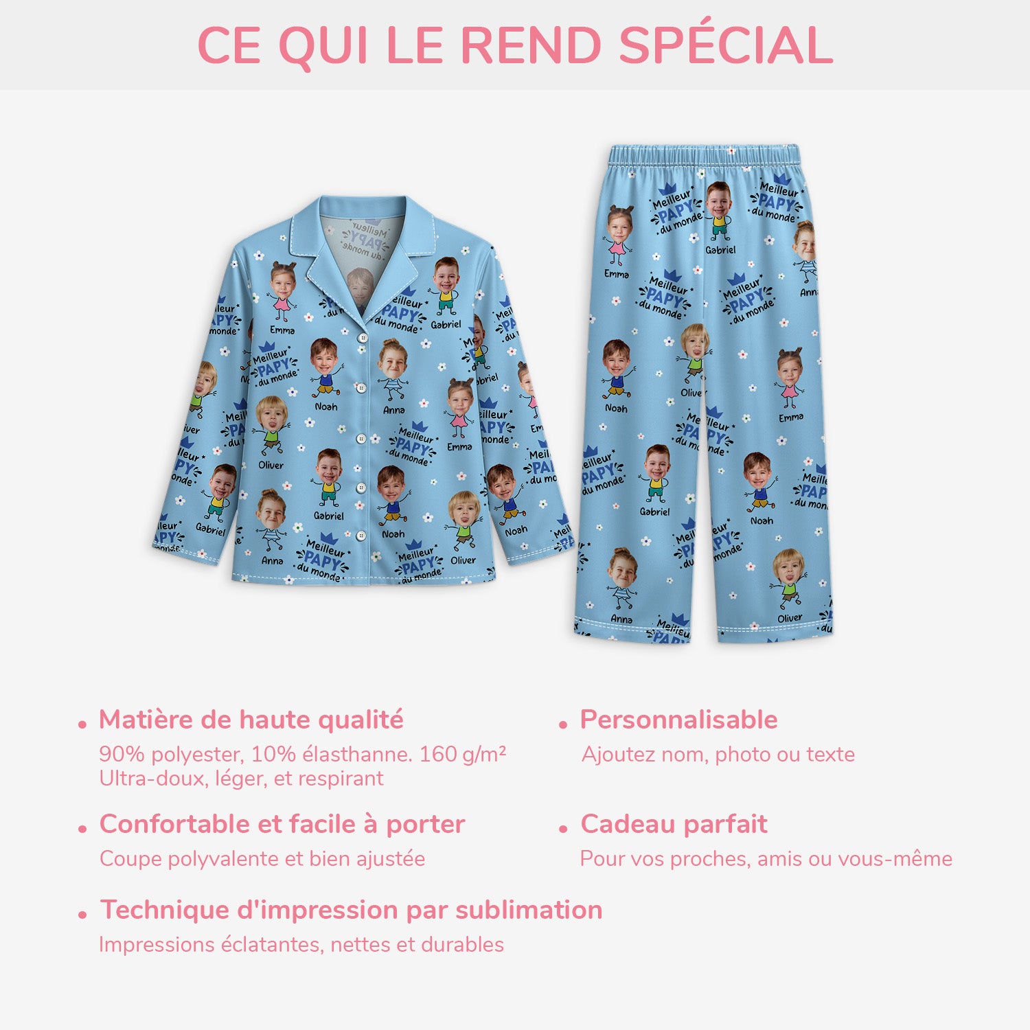 5898VFR5 pyjama personnalise avec photo meilleur papy 5898v8ymb