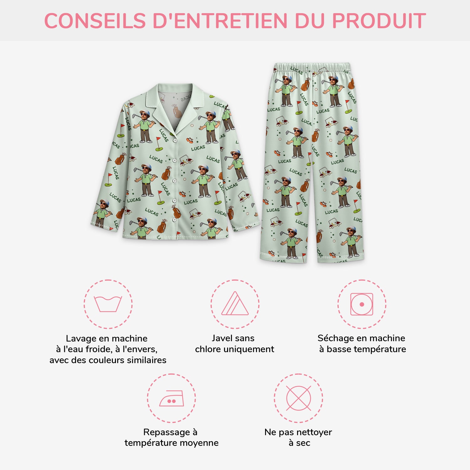 5910VFR4 pyjama de noel personnalise le golfeur 5910v3qzb