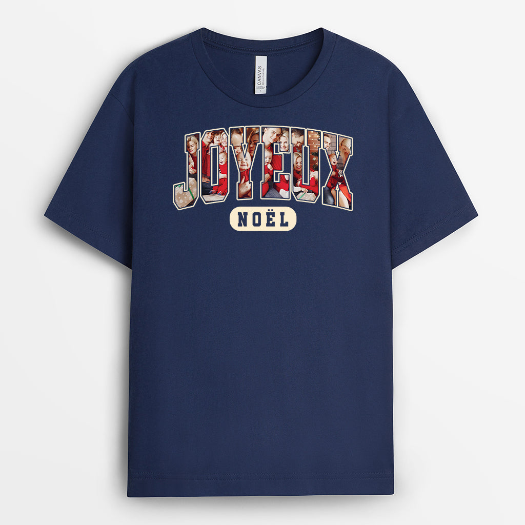 5923AFR2 t shirt personnalise famille avec photo joyeux noel 5923attzi