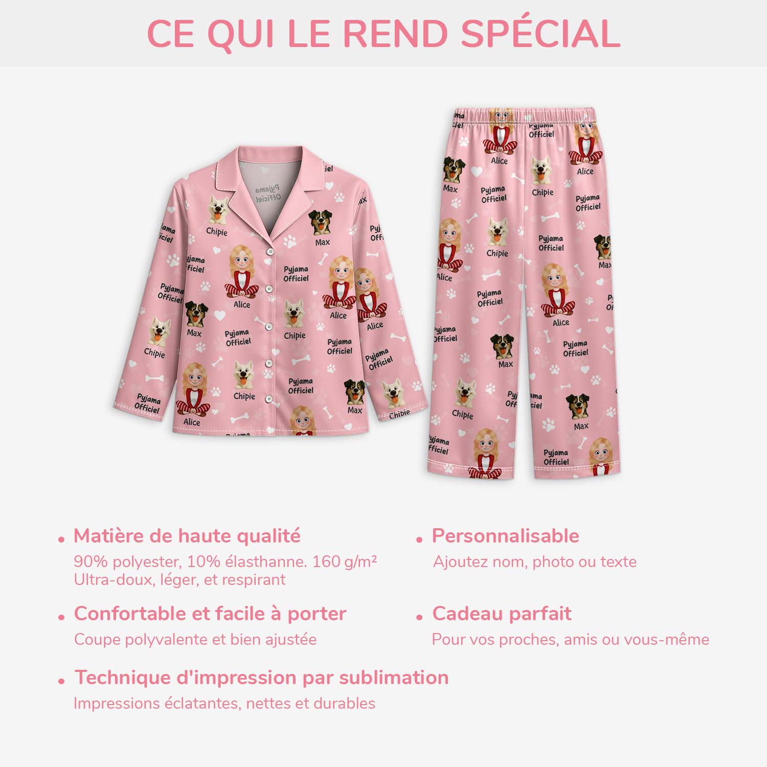 5924VFR5 pyjama personnalise pyjama officiel avec chien 5924vync