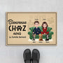 5933DFR1 paillasson personnalise chat avec couple bienvenue chez nous 5933d6hnd