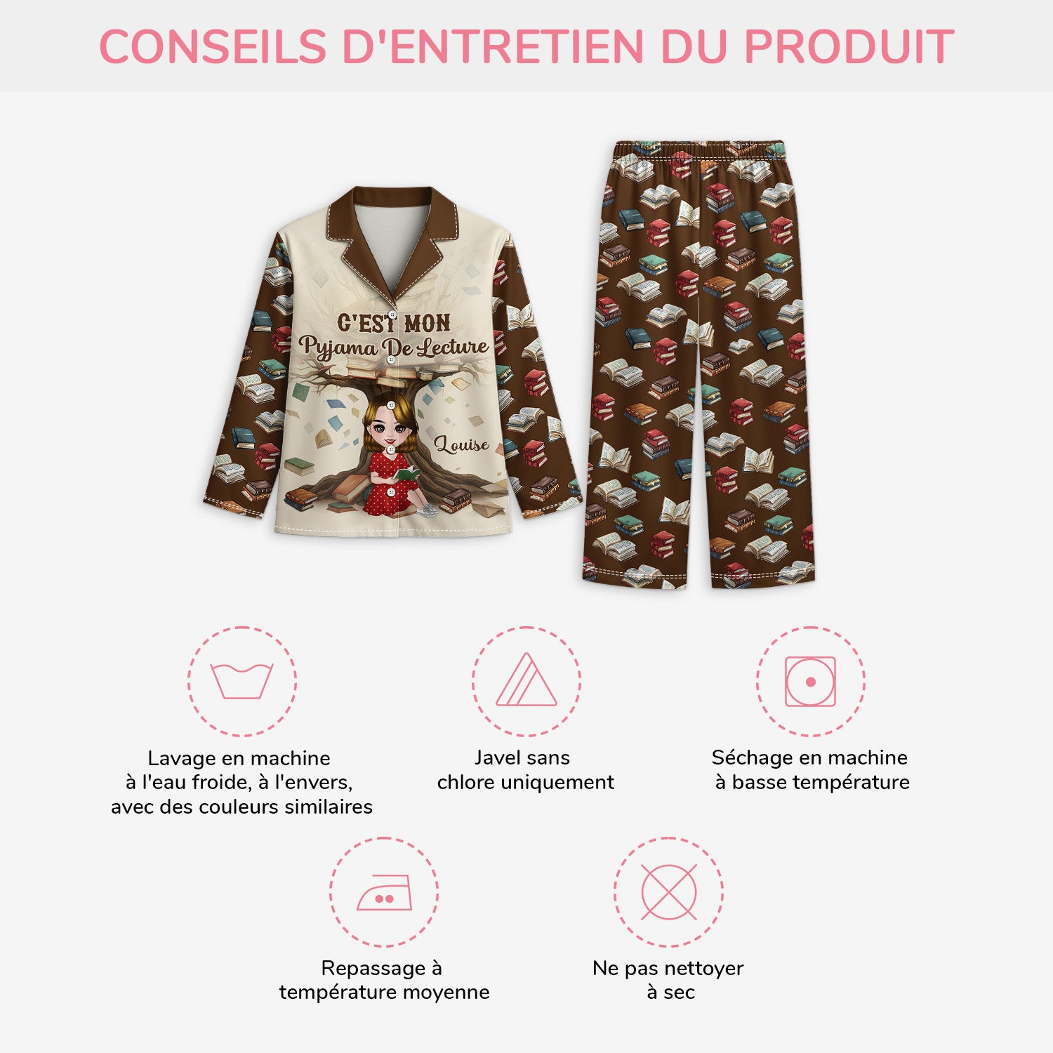 5936VFR4 pyjama personnalise pour fille qui aime les livres c_est mon pyjama de lecture 5936v6mta