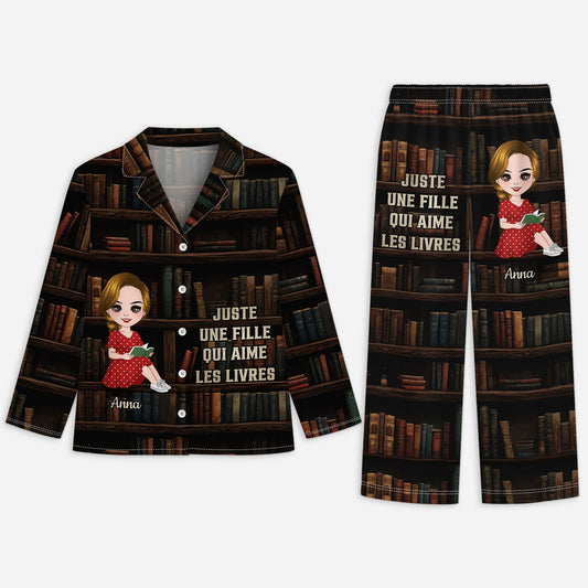 5949VFR1 pyjama personnalise juste une fille qui aime les livres 5949v8qta
