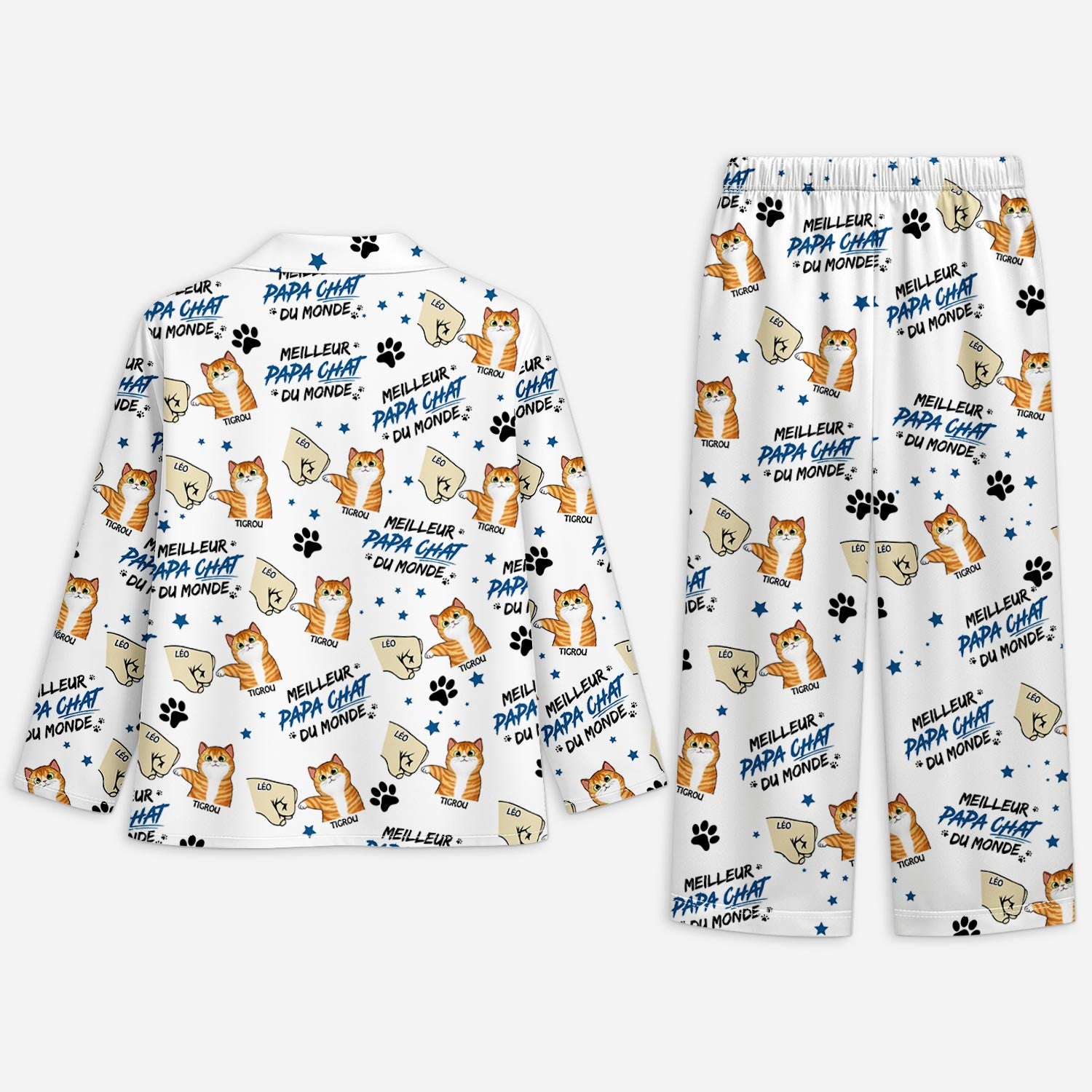 5966VFR2 pyjama personnalise meilleur papa chat 5966v8yad